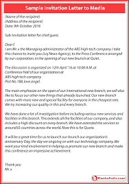 Invitation Letter To Media For A Press Conference