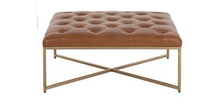 Square leather ottoman coffee table tufted top sofa stores near. Home Furniture Industrial Style Top Grain Leather Tufted Ottoman With Metal Frame China Leisure Chair Lounge Made In China Com