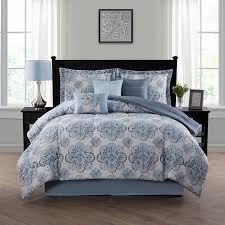 Andency stripe comforter set full size (79x90 inch), 3 pieces gray and blue patchwork striped comforter, soft microfiber down alternative comforter bedding set with corner loops (grey, blue, black) 4.5 out of 5 stars. Style Decor Nastia Blue And Grey 7 Piece Comforter Set On Sale Overstock 14516375 Full Queen