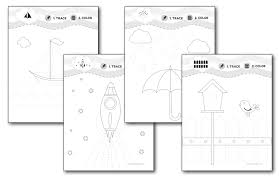 pre writing trace and color worksheets my preschool plan