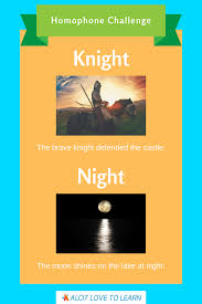 Homophone Challenge Knight Vs Night Online Tutoring English Language Curriculum Homophones