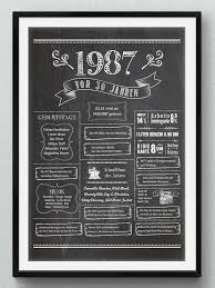 Loveandlilies De Retro Chalkboard 1987 Geburtstagsposter Zum 30 Geburtstag Als Print In Vielen Format Geburtstag Poster 30ter Geburtstag Geschenke Zum 30