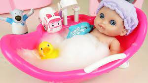Baby doll bath time glitter slime learn colors paw patrol pups play doh surprise eggs toys. Baby Doll Bath With Dolphin And Poli Toys More Kinder Joy Surprise Eggs Youtube