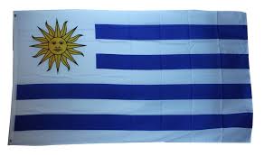 It has a field of nine equal horizontal stripes alternating white and blue. Uruguay Flagge 60 90cm