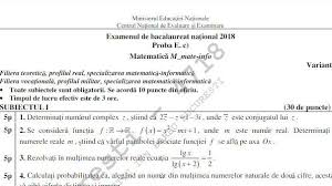 Rezolvarile problemelor de la subiectul 2 si 3 le puteti gasi in articolul rezolvari bac informatica 2020. Subiecte Mate Info Bac 2018 Subiectele La MatematicÄƒ La Profilul Mate Info