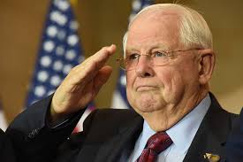 Retired Air Force Col. William Driggers Jr. salutes