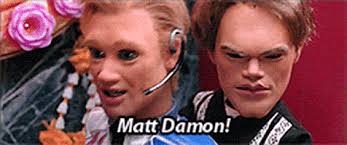 George clooney was a driving force in getting matt stone and trey parker's south park (1997) to air. Awesome Gif Image Matt Damon Team America Gif