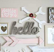 Baby Girl Woodland Arrow Nursery Decor Wood Floral Arrows Crossed Arrow Flower Bouquet Rustic Coral Arrow Nursery Nursery Wall Art Girl Baby Girl Room