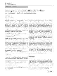 Pdf Elements Pour Une Histoire De La Medicalisation De L Obesite
