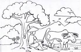  18 Pemandangan Alam Untuk Diwarnai Pemandangan Indah Sekali Gambar Pedesaan Sketsa Gambar