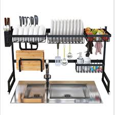 over the sink stainless steel dish rack