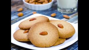 Make these with almond flour for crisper flavorful cookies and press an almond in the center. Eggless Almond Cookies Eggless Almond Cookies Recipe Youtube