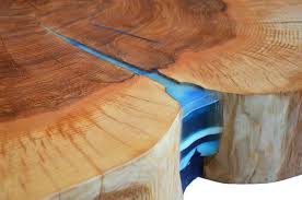 Round Live Edge Coffee Table With Glowing Resin Fillin Hairpin Cooper Legs Live Edge Coffee Table Live Edge Coffee Table
