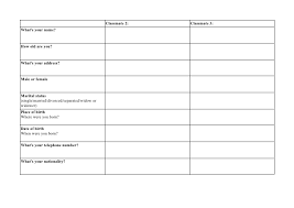 Personal Information Chart