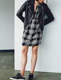 Madewell Leather Jacket Plaid Shirtdress Nordstrom Madewell Leather Jacket Plaid Shirtdress Fashion