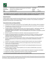 Executive assistant to vice president, advancement job description. Administrative Assistant To The Evp Doc