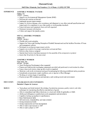 Assembly Worker Resume Samples Velvet Jobs