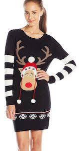 Women S Black Reindeer Christmas Sweater Dress Christmas Sweaters Christmas Sweater Dress Reindeer Christmas Sweater