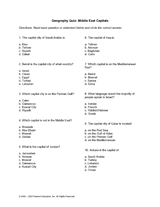 Geography Quiz Middle East Capitals Printable Grades 5 10 Teachervision