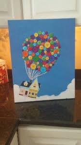 Disney Up Canvas With Buttons As The Balloons Disney Button Art Disney Art Diy Disney Crafts