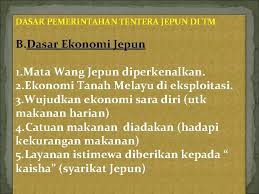Pendudukan jepun di tanah melayu telah menyebabkan beberapa dasar pemerintahan negara di ubah kepada sistem pemerintahan jepun. Bab 1 Tingkatan 3 Pendudukan Jepun Di Negara