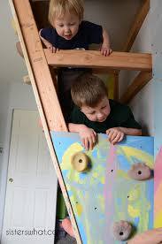 Having a climbing wall keeps your toddler active and creates a fun way to get. Diy Kids Inside Rock Climbing Wall With Mural Sisters What