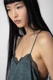 ZADIG & VOLTAIRE Claudy Silk Jacquard Camisole in Nori