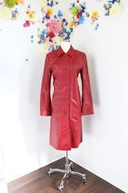 90s Red Leather Trench Coat Small Medium Danier Long Fall Coat Classic Blazer Style Leather Coat Fitted Trench Leather Trench Coat Long Fall Coat Fall Coat