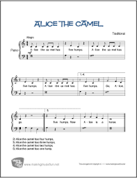 This is a popular action, dance song that children love. Alice The Camel Beginner Piano Sheet Music