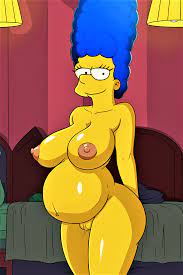 Xbooru - ass big breasts blue hair erect nipples marge simpson nude pregnant  pussy juice shaved pussy the simpsons thighs yellow skin | 1021524