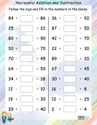 Math worksheets and common core standards for grade 1. Horizontal Addition And Subtraction Math Worksheets Mathsdiary Com