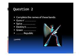You never know when music trivia might come in handy, and you can impress your friends with your. Pop Rock Music Quiz English Esl Powerpoints For Distance Learning And Physical Classrooms