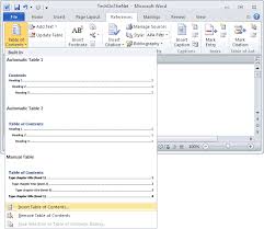 Click ok to save these. Ms Word 2010 Create A Table Of Contents