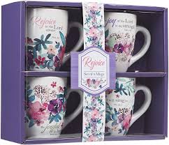 Read customer reviews and common questions and answers for wisdomfurnitureco part #: Buy Christian Art Gifts Ceramic Coffee Tea Mug Set For Women Rejoice Watercolor Flowers Design Bible Verse Mug Set Boxed Set 4 Coffee Cups Online In Turkey B0748cy1fr