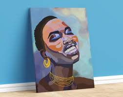 Black Woman Art Poster: Contemporary Afro Art Canvas Print