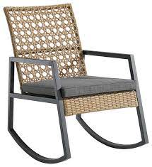 Wayfair.com has been visited by 1m+ users in the past month In Stock Modern Outdoor Patio Rattan Rocking Chair Tropical Outdoor Rocking Chairs By Walker Edison Houzz