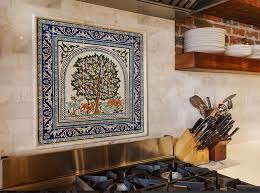 Dotans Kitchen Tile Back Splash With Unique Hand Painted Tiles From The Balian Tile Studio Unique Kitchen Tiles Backsplash Painting Tile Backsplash Tile Murals