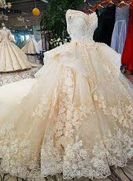 Ball Gown Champagne Off The Shoulder Long Train Wedding Dress Long Train Wedding Dress Wedding Dress Train Wedding Dresses Lace