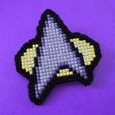Cross stitch star trek patterns. Cross Stitched Star Trek Insignia Cross Stitch