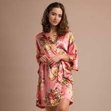 Cheap Bridesmaid Robes Coral Floral Satin Robe These Silky Satin Floral Robes Are Luxurious And Sweet Satin Floral Robes Blue Floral Robes Silk Pajamas Women