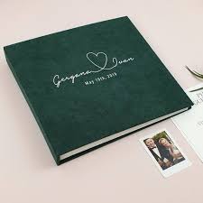 Green Wedding Photo Album With Silver Lettering Instax Etsy Wedding Album Cover Wedding Album Cover Design Wedding Album