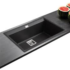 Evier Granit Noir 1 Bac Sans Egouttoir 740x455 Delis Des Eviers Modernes Cuisissimo Granit Noir Egouttoir Evier