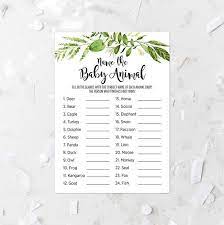 Greenery Name The Baby Animal Game Card Printable Baby Etsy Baby Animal Games Baby Animals Baby Animal Name Game