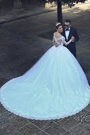 White Princess Ball Gown Long Sleeves Lace Diamond Wedding Dress Ball Gowns Wedding Wedding Dresses Lace Ballgown Wedding Dress Train