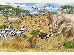 Animals Of Savanna Animal Panorama Ngorongoro African Elephant Grant S Zebra Common Zebra Thomson S Gazelle Lion In 2020 Animals Images Animals Animal Drawings