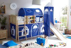 Vorhang für hochbett mit turm pirat. Ticaa Hochbett Mit Rutsche Rutschbett M Turm Ekki Country Natur Classic Blau Weiss Galeria Karstadt Kaufhof