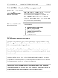 The main point of a paragraph is to enclose one idea. Topic Sentence Exercises College