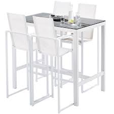 Découvrez des bars, tables hautes et tabourets de jardin de qualité proposés par un spécialiste du mobilier de jardin. Salon De Jardin En Alu Table Haute Plateau Verre Aspect Pierre Barset