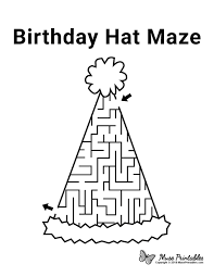 Free Printable Birthday Hat Maze Download It At Https Museprintables Com Download Maze Birthday Hat Christmas Activity Book Mazes For Kids Maze