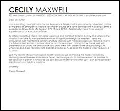 Ambulance Driver Cover Letter Sample Cover Letter Templates Examples